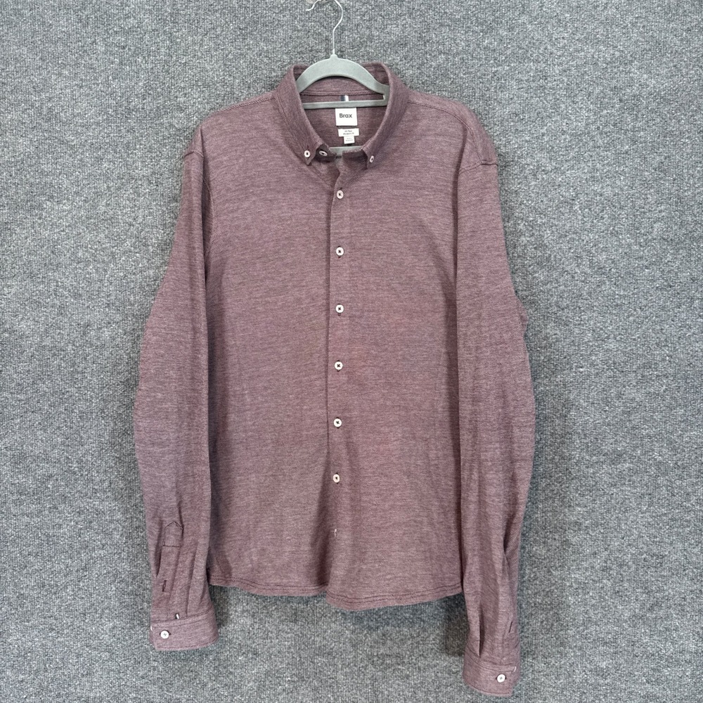 Brax Button Down Shirt Mens Medium Purple Hi-Flex Modern Fit Cotton Long Sleeve